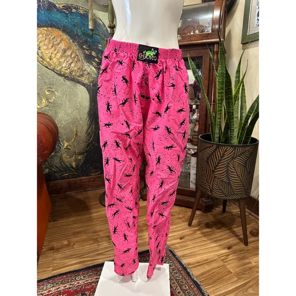 Gecko Hawaii Pink Gecko Print Beach Pants Large Y2K - Picture 2 of 15